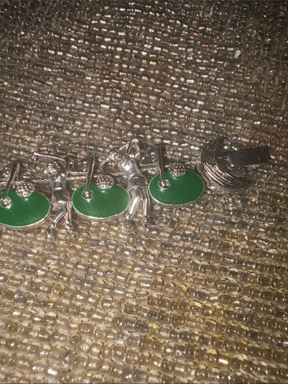 Vintage Green Enamel Charm Golf Bracelet - Women Jewelry - Picture 4 of 7